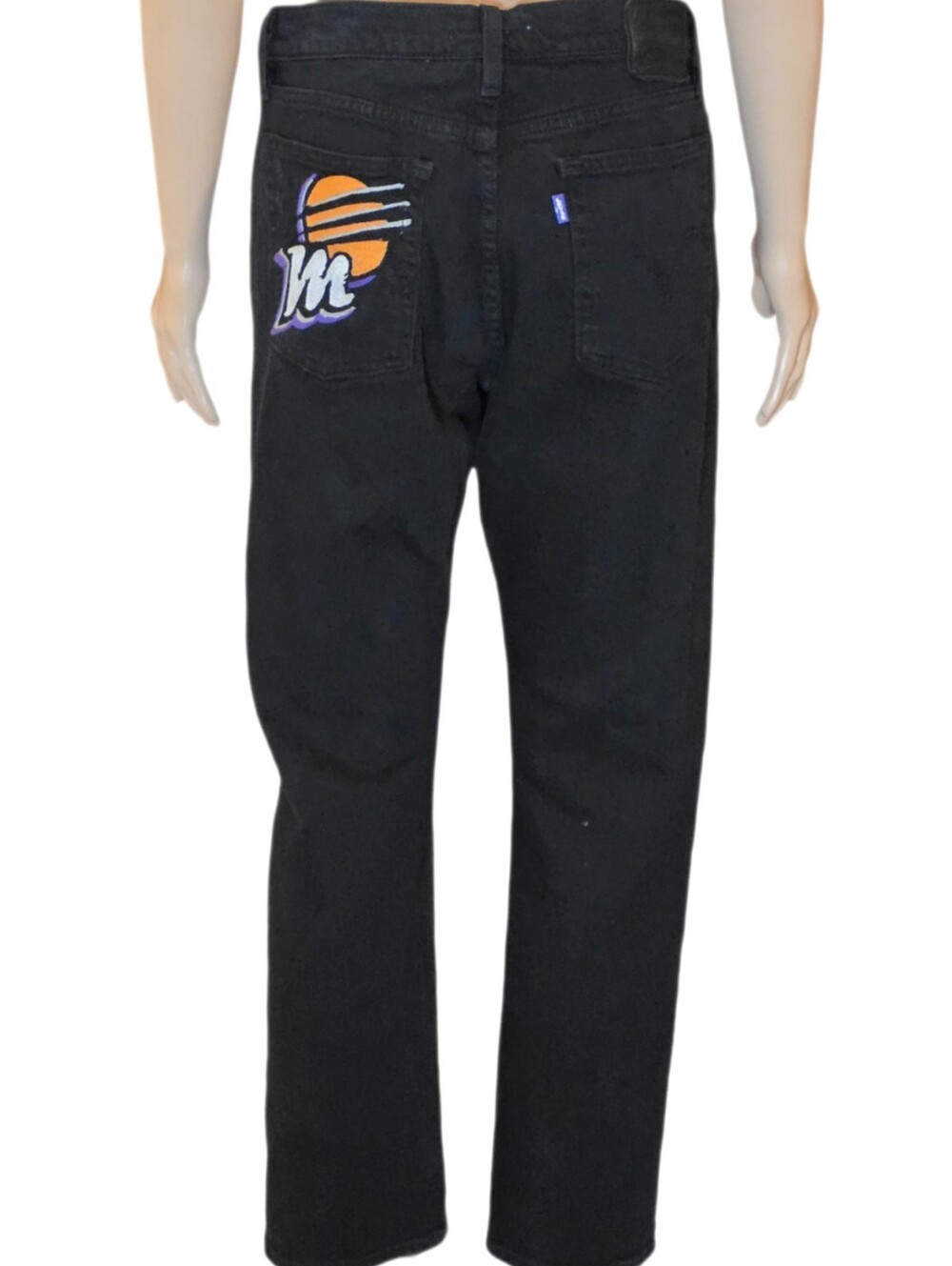 Levi's Wedgie Straight Custom Phoenix Suns NBA Embroidered Denim Jeans 28 EUC